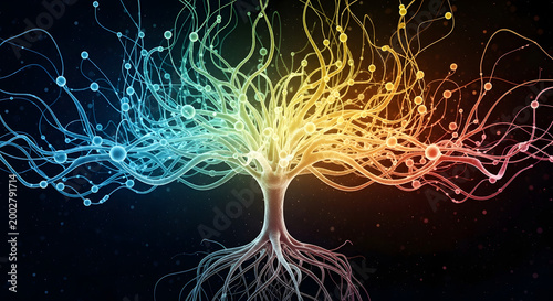 Abstract Tree of Life formed by Neural Networks and Glowing Synapses