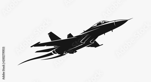 Soaring Silhouette: A sleek, powerful fighter jet streaks across the sky, a symbol of speed and aviation might.