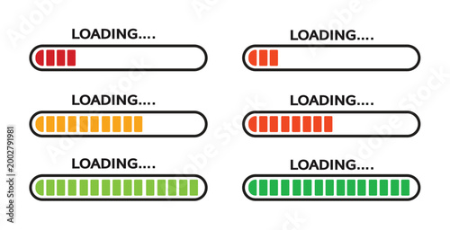 Pixel Loading Bar Icon Set – 8-Bit Retro Progress Bars, Game UI Loader & Pixel Art Interface Vector Illustration