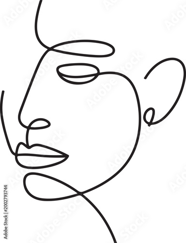 Abstract Continuous Line Face Portrait Illustration with Minimalist Modern Artistic Expression for Posters, Branding, Fashion Design, and Contemporary Wall Art