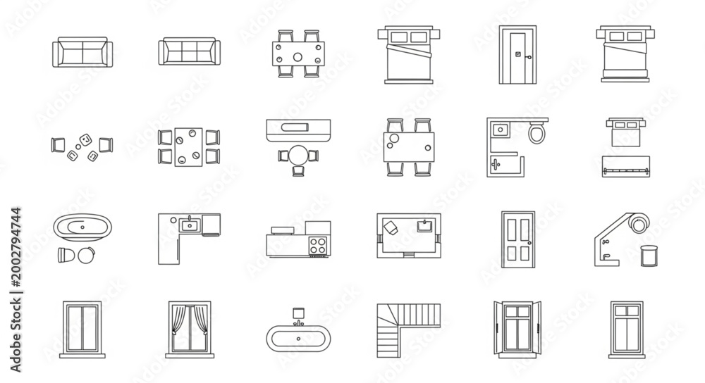 Obraz premium Architectural Floor Plan Symbols Collection.