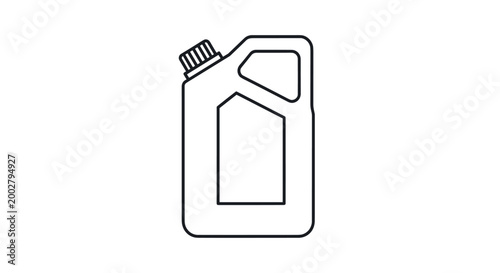 Minimalist outline illustration of a plastic jerrycan container used for storing liquids like fuel or chemical substances in garages.