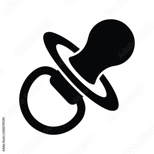 Tableau sur toile Black baby pacifier vector icon, simple infant soother symbol, newborn dummy ill