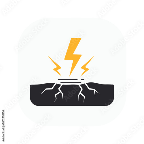 A graphic icon showing a yellow lightning bolt striking the dark ground surface