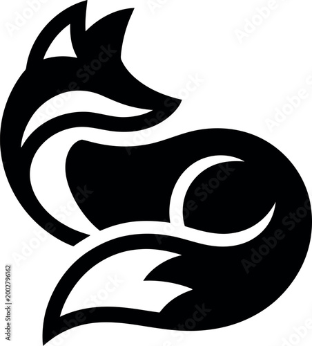 Stylized black fox head silhouette logo with eye design
