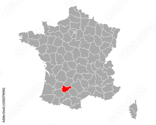 Karte von Tarn-et-Garonne in Frankreich