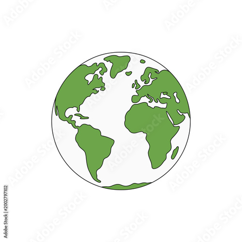 Green earth globe icon featuring eco environment concept, clean vector design for sustainability campaigns, climate action events, and environmental awareness materials