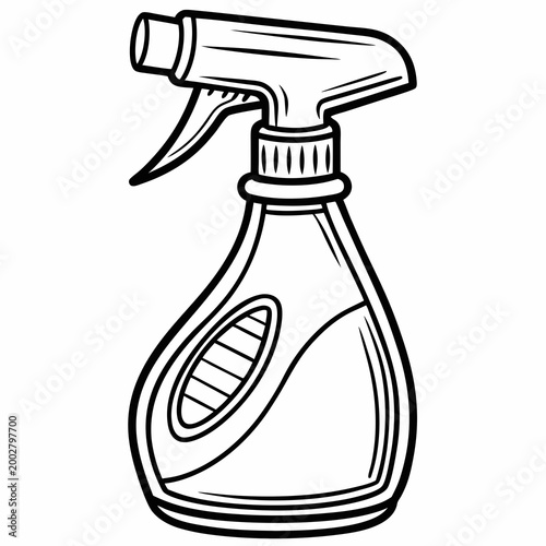 A sleek black and white vector illustration of a spray bottle with a trigger nozzle designed for easy dispensing of liquids