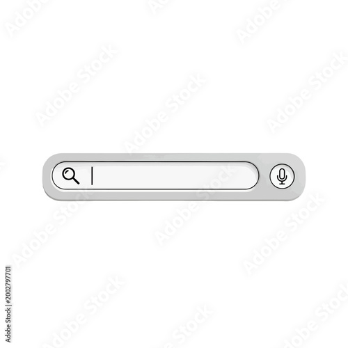 A simple digital search bar interface with a magnifying glass and microphone icon