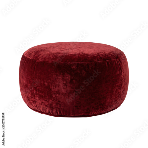 Tableau sur toile Round red velvet pouf ottoman isolated