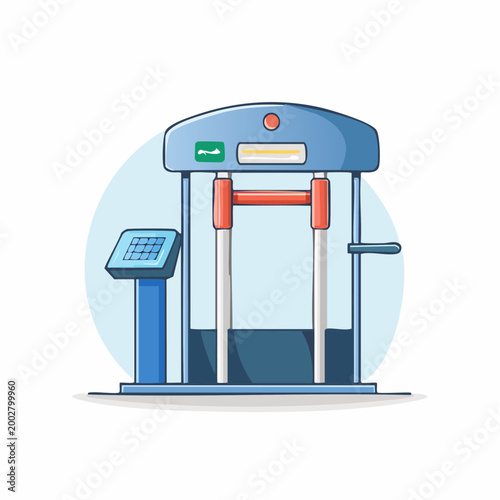 Cartoon Illustration of a Security Gate with Keypad