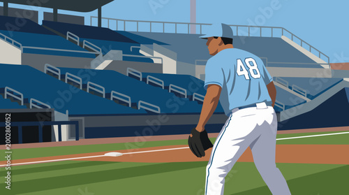 Third Baseman Infielder Fielding a Baseball Vector Illustration