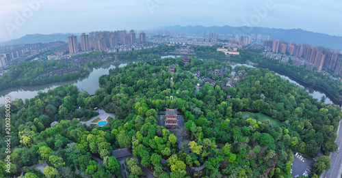Aerial photography of Xiuhu Park, TV Tower Park, Bishan District, Chongqing City