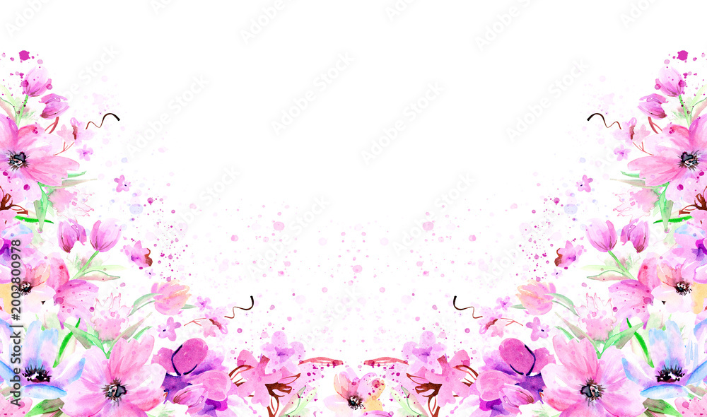 Fototapeta premium Watercolor Hand Painted Floral Illustration