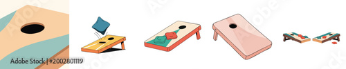 Backyard Cornhole Vector Flat Design Bean Bag Toss Game Outdoor Leisure Illustration