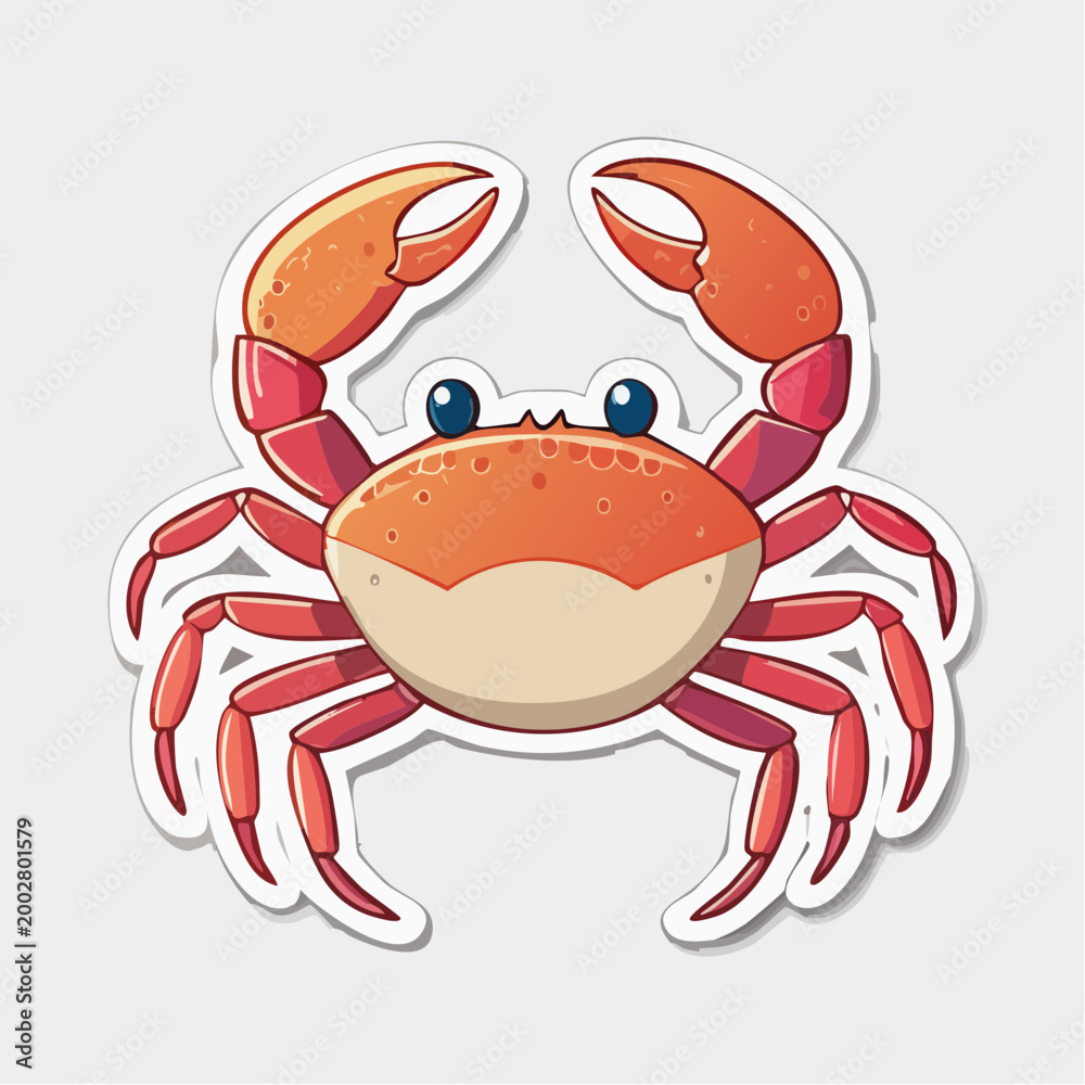 Fototapeta premium Cute Cartoon Crab Sticker