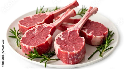 raw lambs rib with rosemary