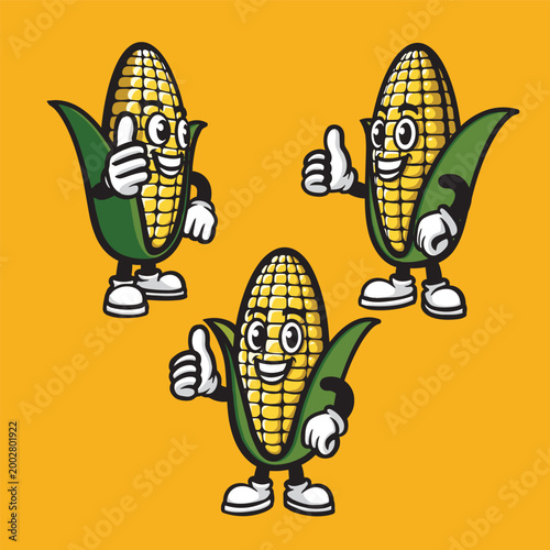 cute-cartoon-corn-mascot-thumbs-up-vector-set