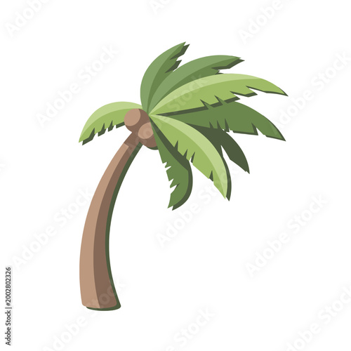 A simple illustration of a single tropical palm tree with coconuts