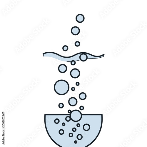 A simple illustration of bubbles rising from a container in water