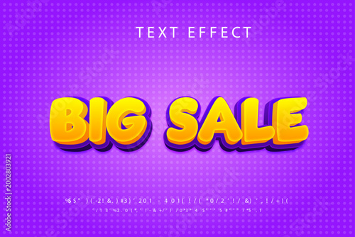 Big Sale 3D Text Effect on Purple Halftone Background, Editable Promotional Banner Design