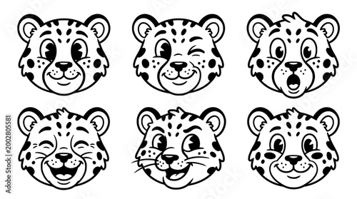 This image features a variety of cartoon animal faces showcasing different emotional expressions, ideal for children's content and playful designs.