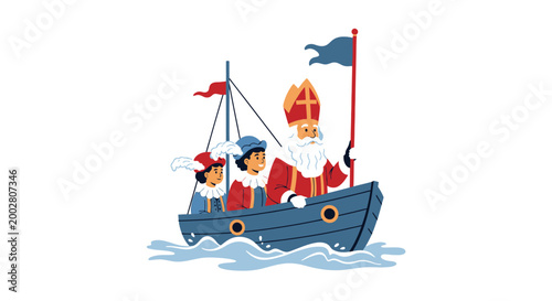 Saint Nicholas and Helpers Arriving by Boat