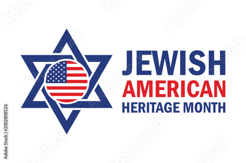 May is Jewish American Heritage Month poster vector illustration. Star of David and United States flag icon isolated on a white background. Template for background, banner, card. Important day