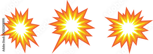 Fire Blast Explosion Effect Vector Illustration set