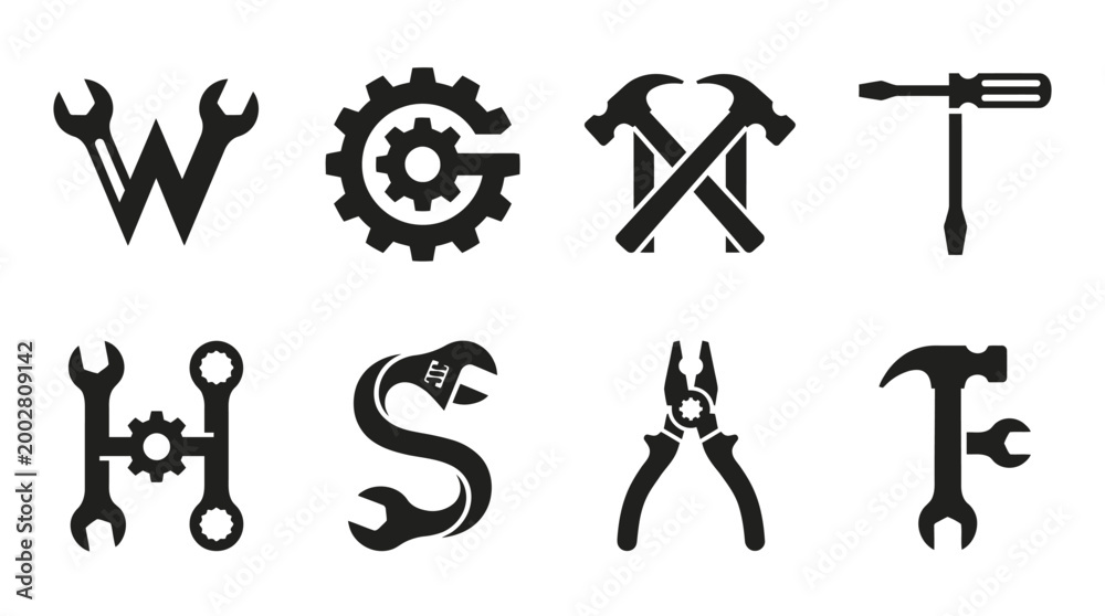 Fototapeta premium Black letters made of tools.