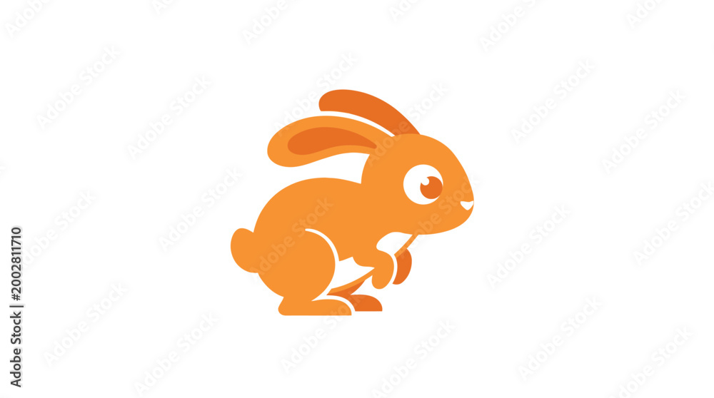 Obraz premium Cute Orange Cartoon Rabbit Character Illustration Simple Stylized Anim
