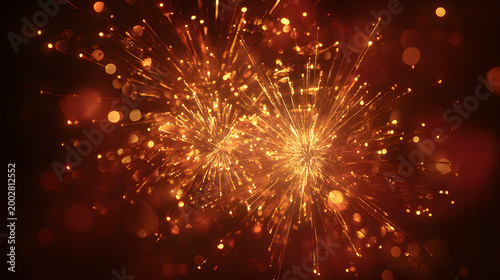 The Chinese New Year concept involves golden fireworks on a red background.