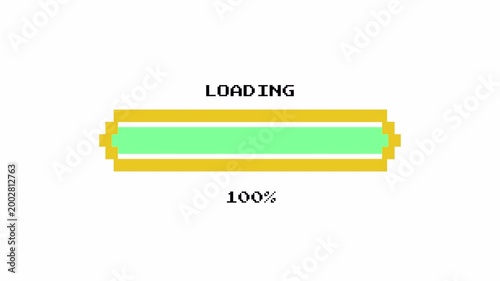 Pixel Art 8-Bit Loading Bar Progress Animation 1 to 100 Percent for Retro Game Assets 4k video