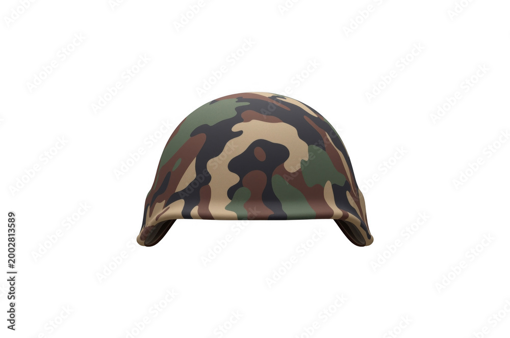 Obraz premium Military army helmet with camouflage pattern and transparent background