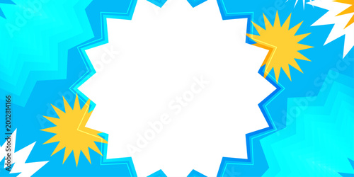 Vibrant Abstract Background Featuring Dynamic Cyan and Blue Zigzag Concentric Patterns with Spiky Starburst Elements for Creative Graphic Design
