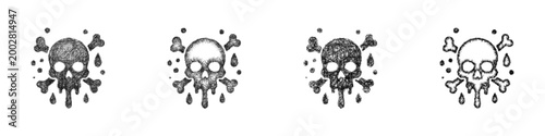 Sketch poison skull icon design set