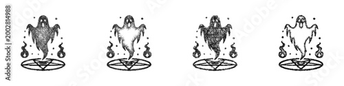 Sketch ghost summon icon design set