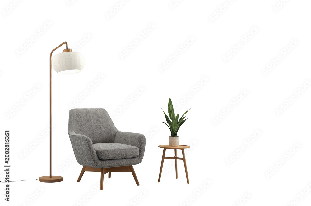 Fototapeta premium Modern living room furniture set with transparent background