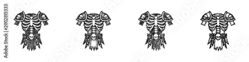 Sketch bone armor icon design set