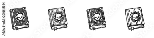 Sketch necromancer spellbook icon design set