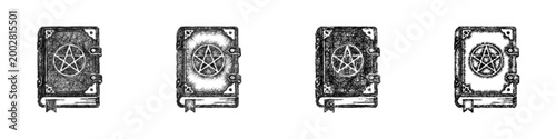Sketch forbidden grimoire icon design set
