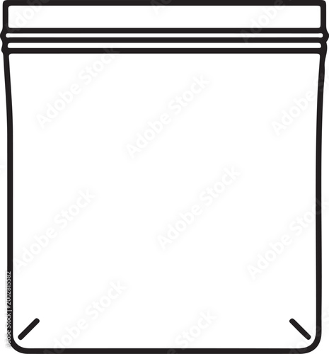 Blank zip lock bag simple outline illustration for packaging design isolated on white background