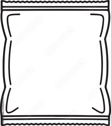 Blank snack food bag outline simple vector illustration for packaging design isolated on white background