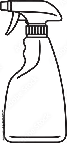 Simple line art illustration of a spray bottle a versatile cleaning tool icon for household or industrial use isolated on white background