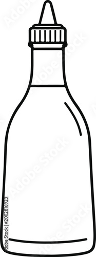 Simple line art illustration of a squeeze bottle with a cap perfect for condiments or sauces isolated on white background