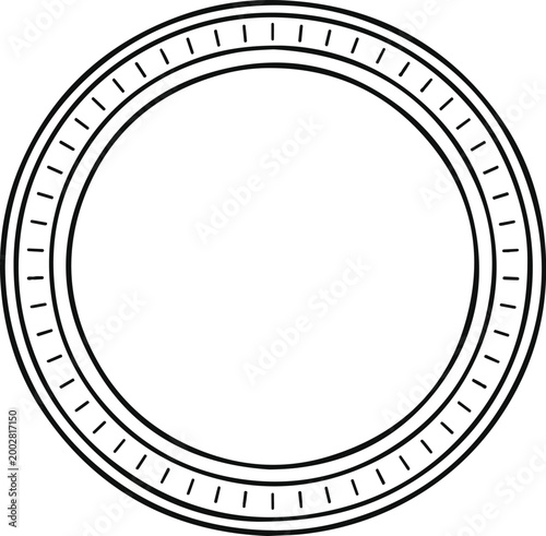 Circular geometric frame with dashed inner and outer rings clean vector design element for borders and decorative accents isolated on white background