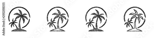 Sketch palm logo design set
