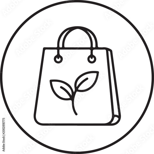Eco friendly shopping bag with a leaf design a minimalist black silhouette