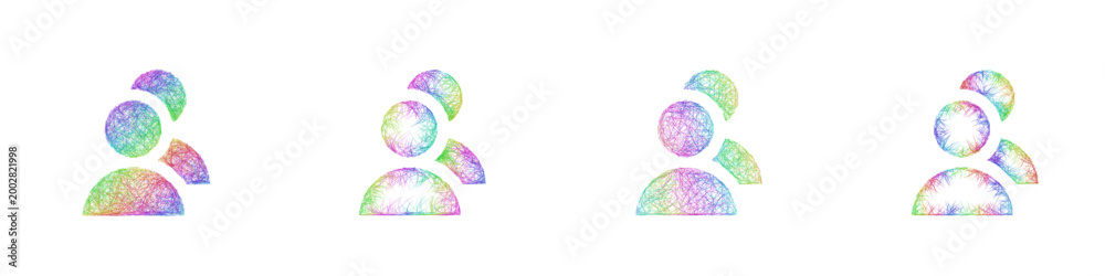 Obraz premium Rainbow color sketch users icon design set