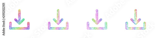 Rainbow color sketch download icon design set